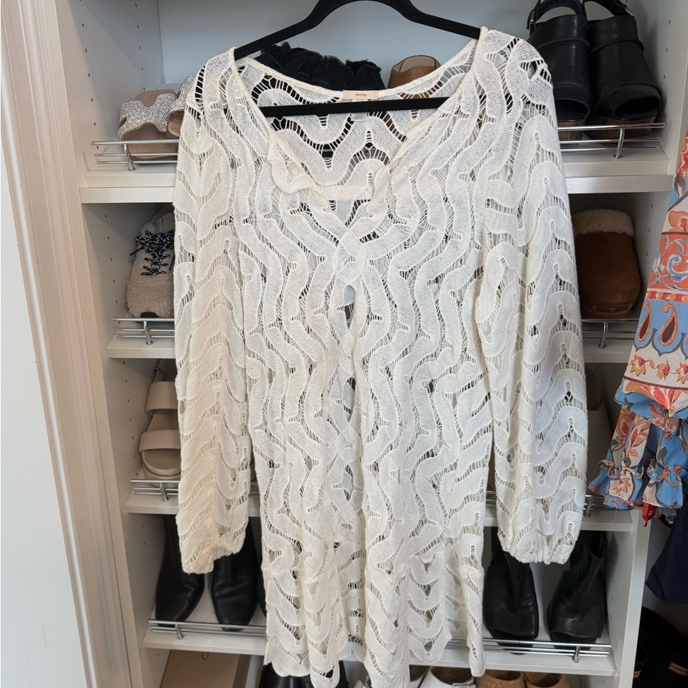 Eberjey Cream Long Sleeve cover up Dress